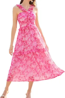 GRACE KARIN Womens Summer Boho Floral Tiered Dress Strap A Line Swing Flowy Midi Dress Ruffle Beach Wedding Guest Dress