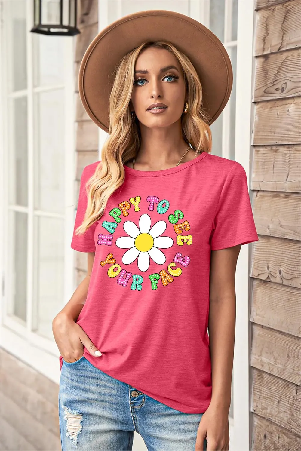 Happy to See Your Face Shirt: Women Funny Teacher T-Shirt First Day of School Shirts Groovy Back to School Tee Top