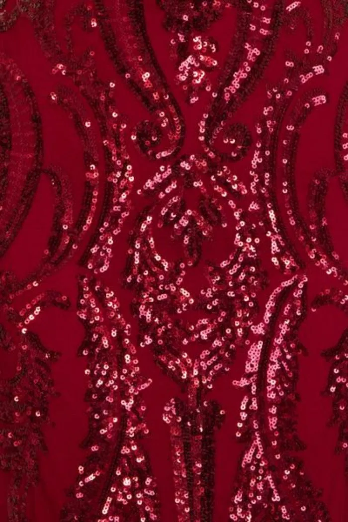 Lovestruck Berry Luxe Sweetheart Off Shoulder Sequin Fishtail Dress