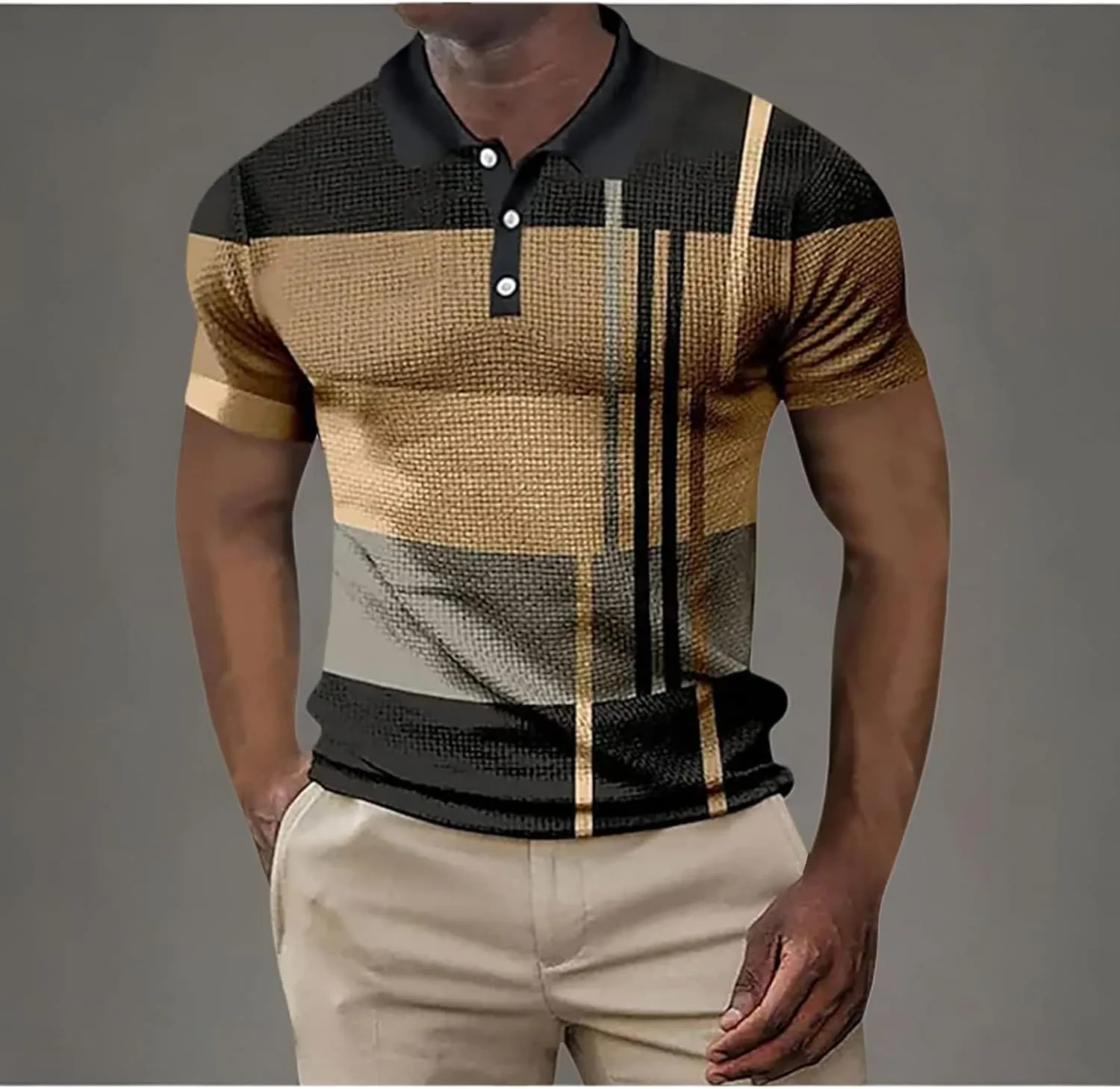 Men's Short Sleeve Polo Shirts Casual Golf Printed T-Shirts Summer Pullover Tennis T-Shirt Tops