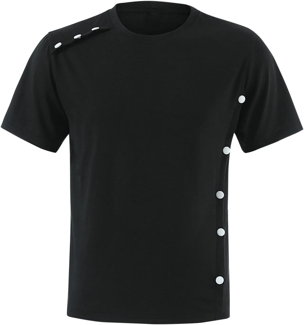 Men's T-Shirts Trendy Button Design Tops Men Crewneck Short Sleeve Regular Fit Casual Summer Dress Tops Tee Loose