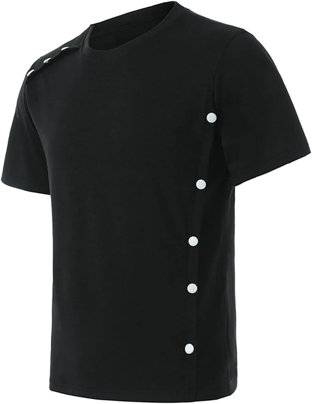 Men's T-Shirts Trendy Button Design Tops Men Crewneck Short Sleeve Regular Fit Casual Summer Dress Tops Tee Loose