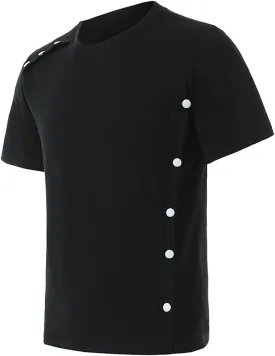 Men's T-Shirts Trendy Button Design Tops Men Crewneck Short Sleeve Regular Fit Casual Summer Dress Tops Tee Loose