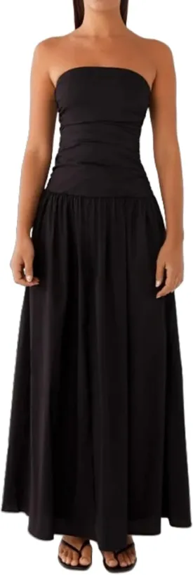 NUFIWI Women Ruched Tube Long Dress Sleeveless Bodice Top Maxi Dress Elegant Strapless A Line Summer Dresses