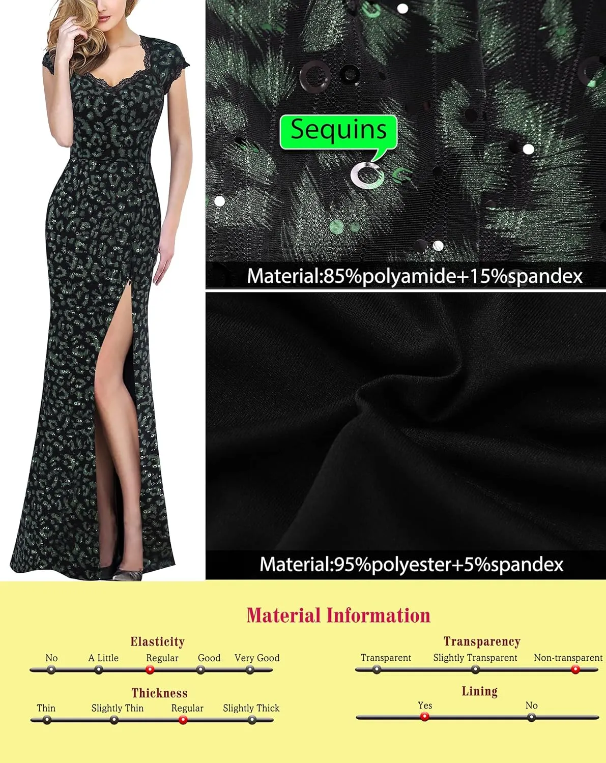 VFSHOW Womens Floral Lace Sweetheart Neck Open Back Zipper High Split Formal Evening Gown Wedding Prom Maxi Long Dress