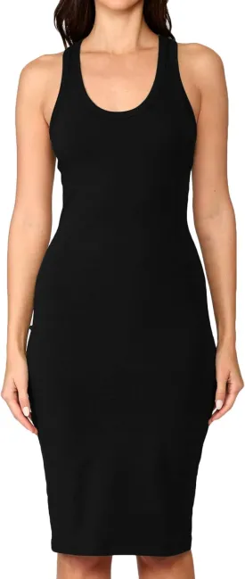 Women's Fitted Sleeveless Racerback Midi Bodycon Tank Dress