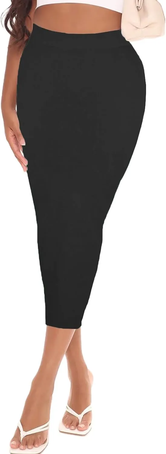 Women's Long Midi Pencil Skirt - High Waisted Bodycon Summer Casual Club Going Out Y2K Tight Skirts