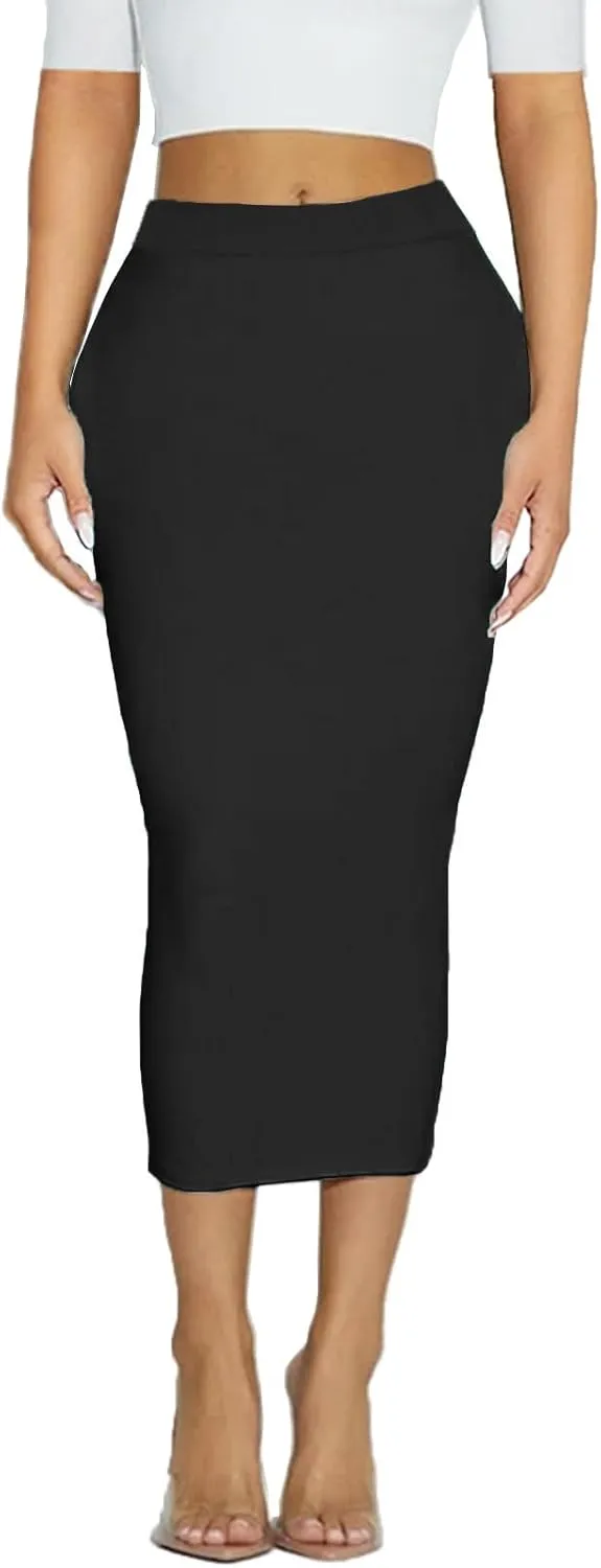 Women's Long Midi Pencil Skirt - High Waisted Bodycon Summer Casual Club Going Out Y2K Tight Skirts