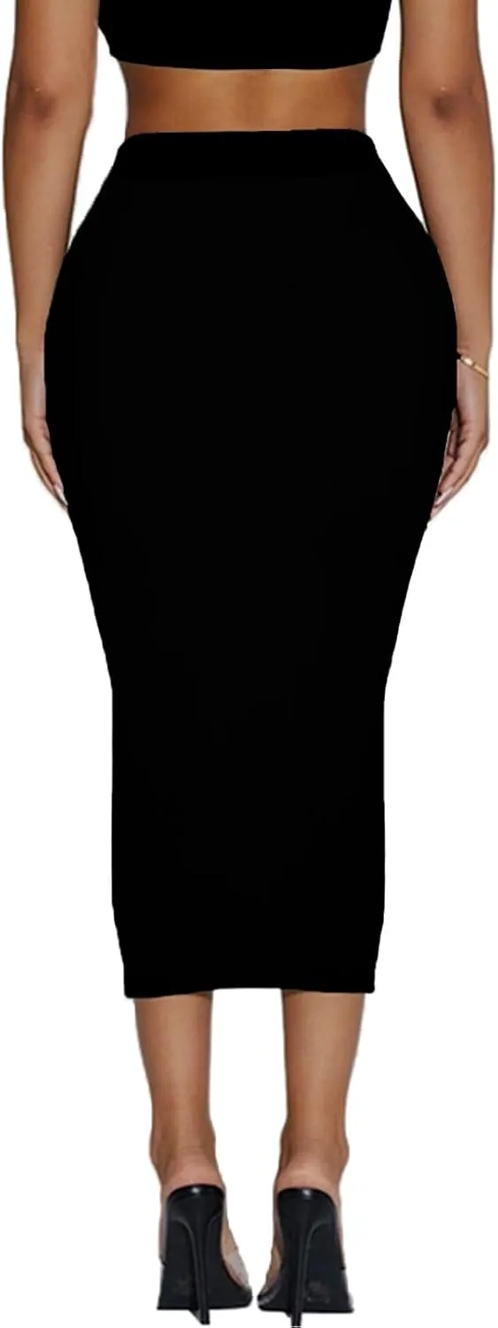 Women's Long Midi Pencil Skirt - High Waisted Bodycon Summer Casual Club Going Out Y2K Tight Skirts