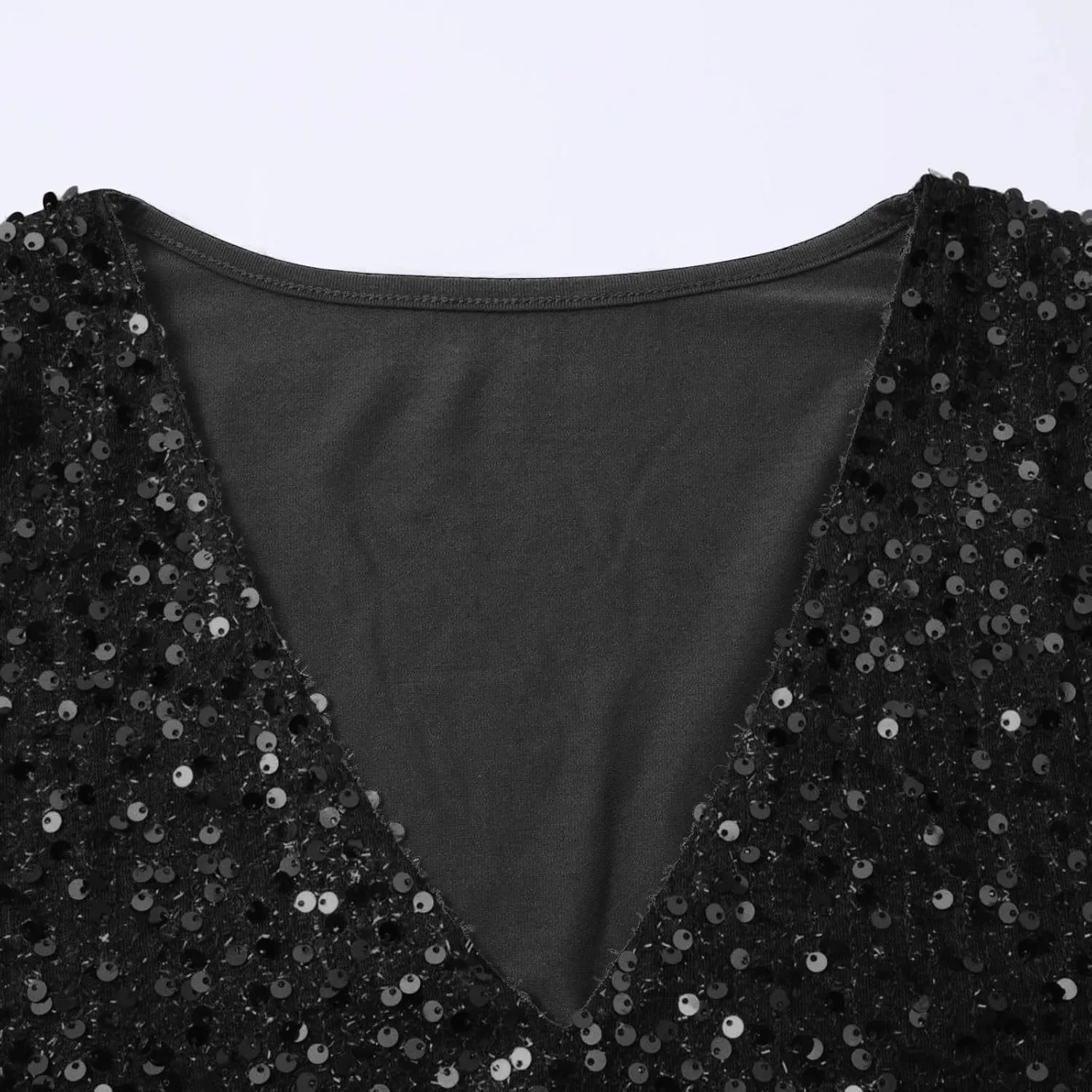 Women's Sequin Tops Sheer Long Sleeve Glitter Sparkly Party Blouse Velvet V-Neck Dressy Tops for Evening Party